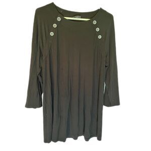 J Jill Wearever Collection Black Classic Minimalist Casual Tunic Button Detail M